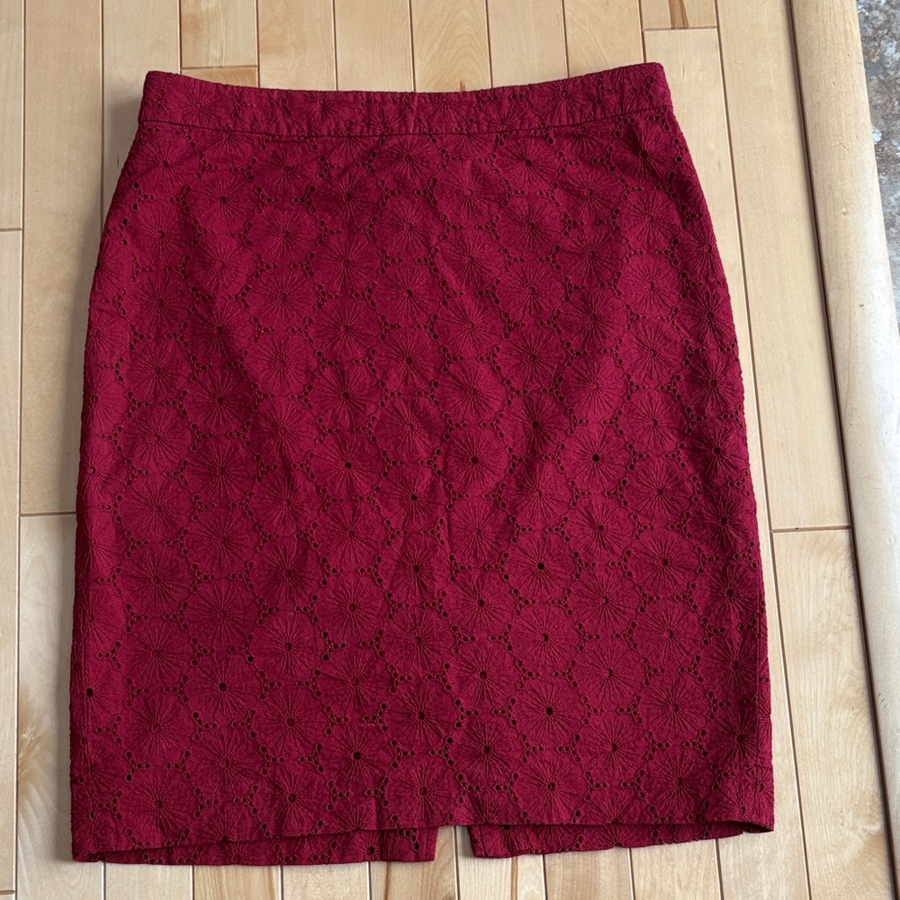 J. Crew Lace Eyelet Pencil Skirt